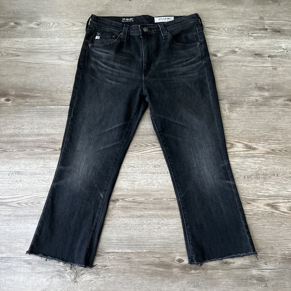 AG Adriano Goldschmied Jodi Slim Flare Crop Jean Womens 27 Raw Hem 7 Yrs Aged